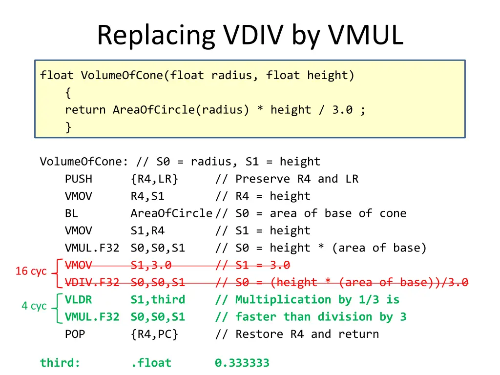 replacing vdiv by vmul