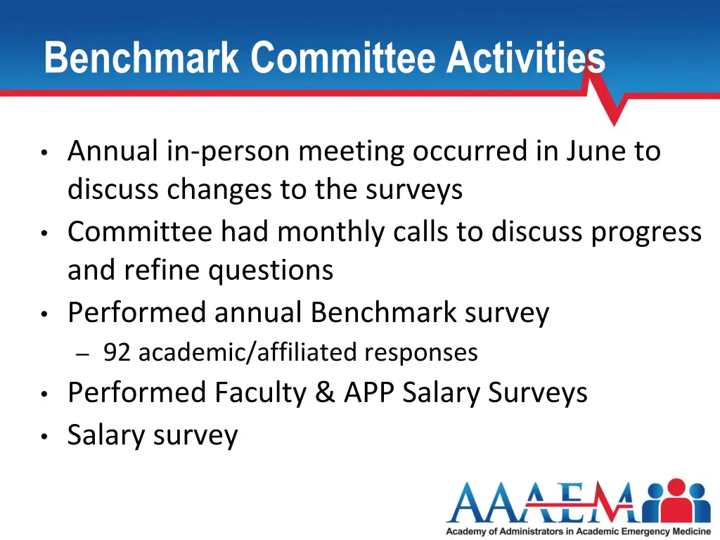 benchmark committee activities