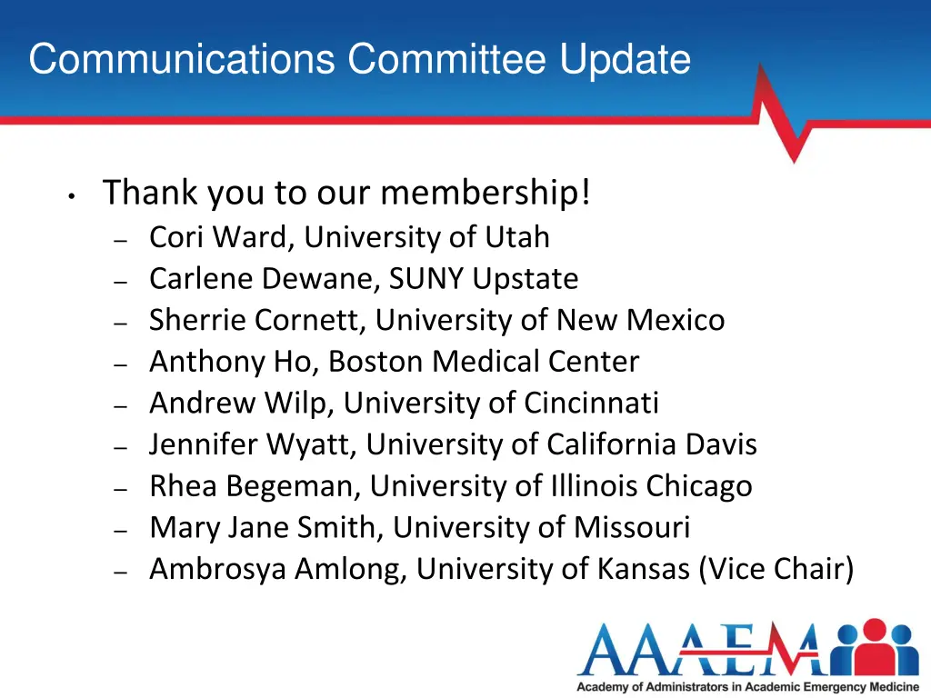 communications committee update 2