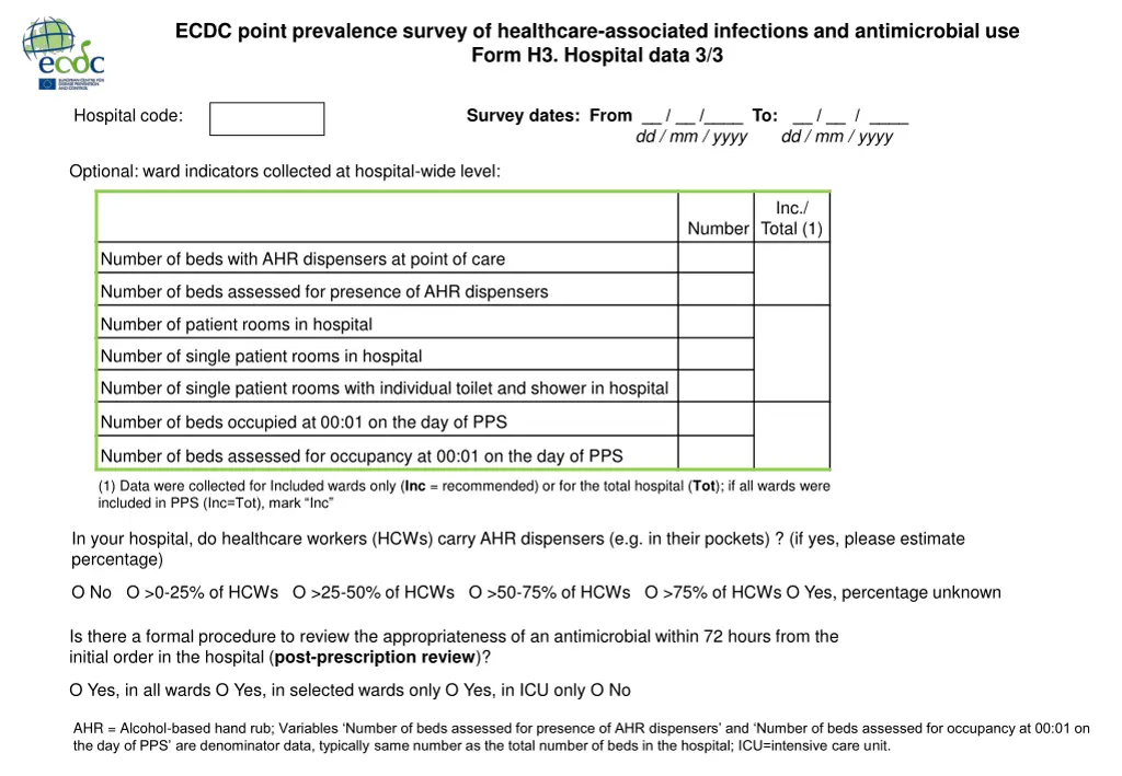 ecdc point prevalence survey of healthcare 3