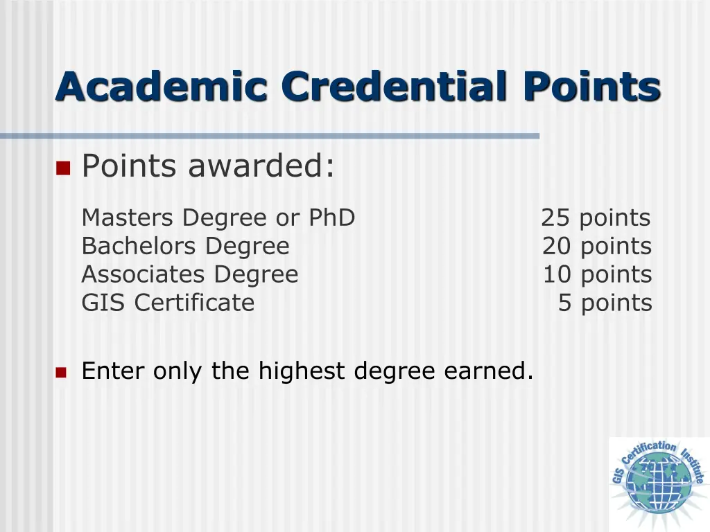 academic credential points