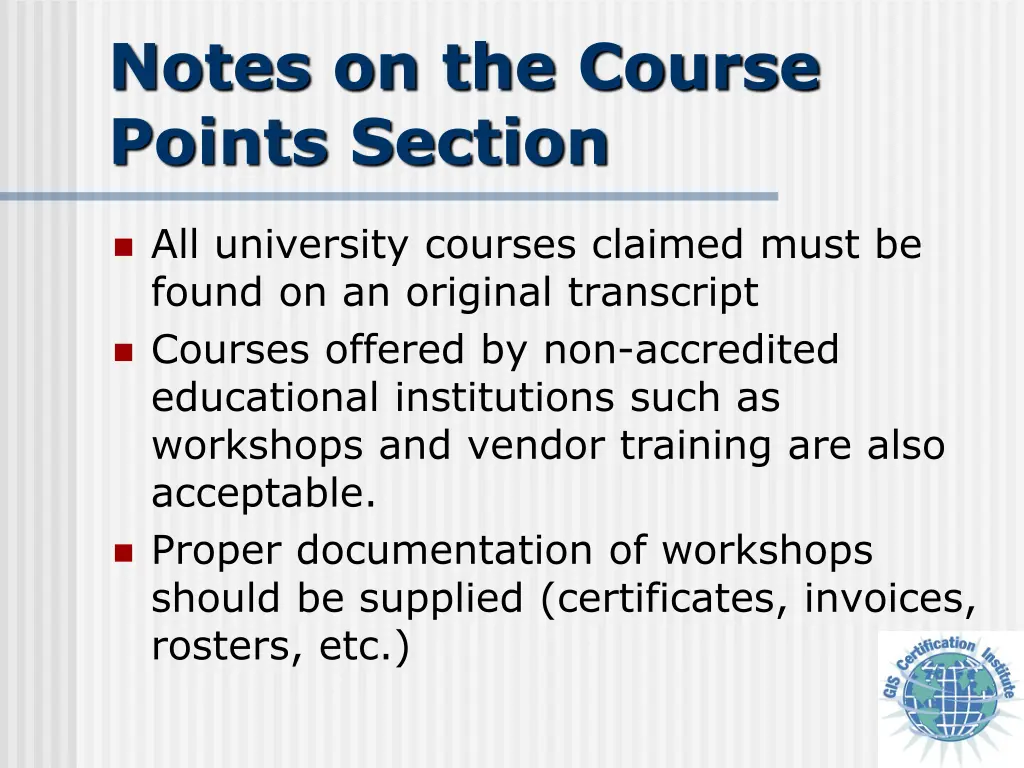 notes on the course points section 1