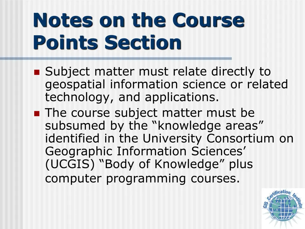 notes on the course points section