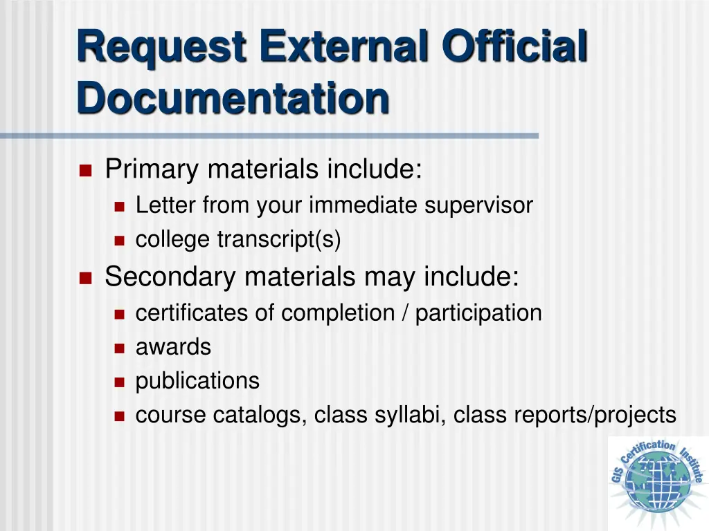 request external official documentation