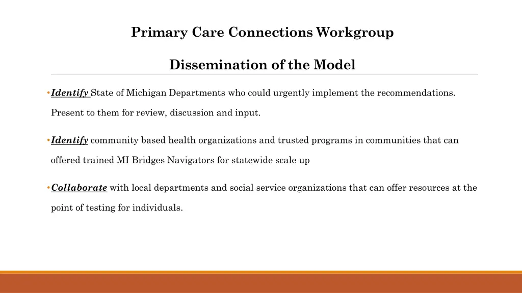 primary care connections workgroup 3