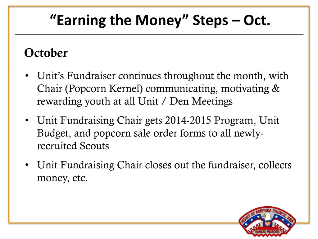 earning the money steps oct