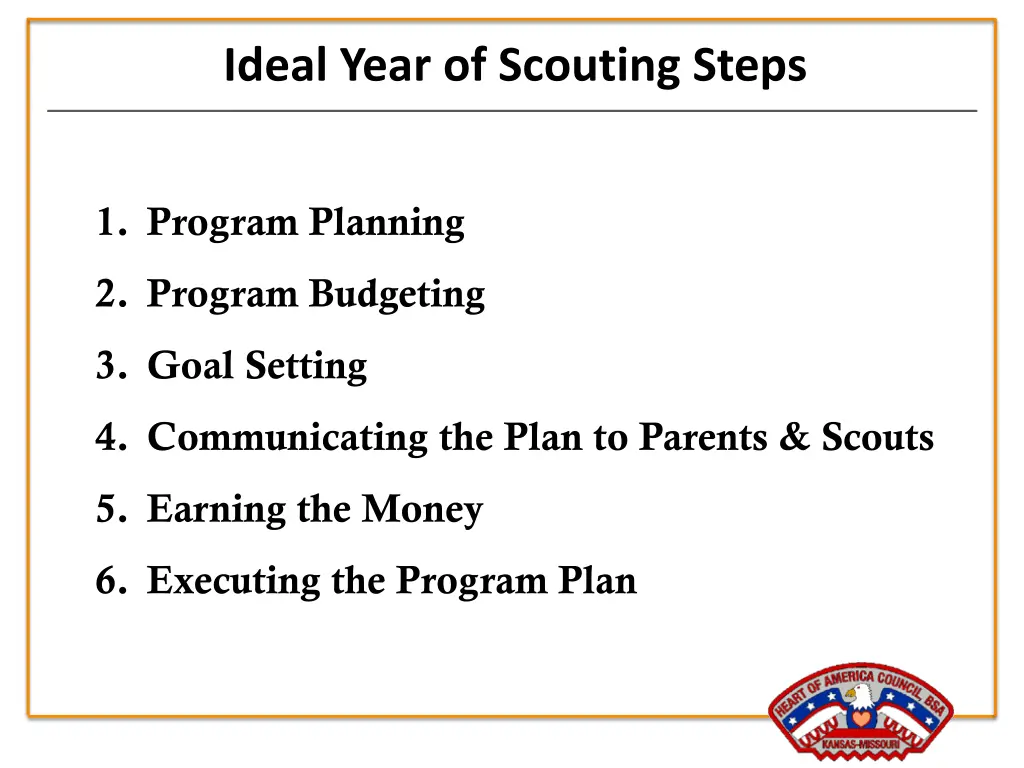 ideal year of scouting steps