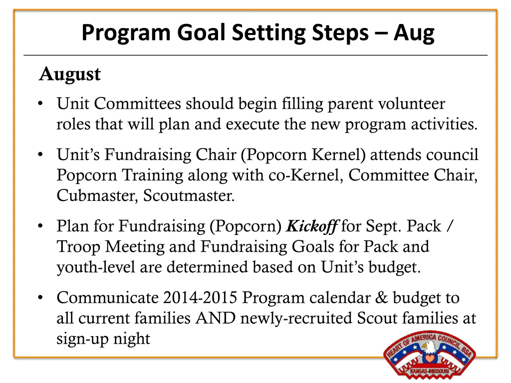 program goal setting steps aug