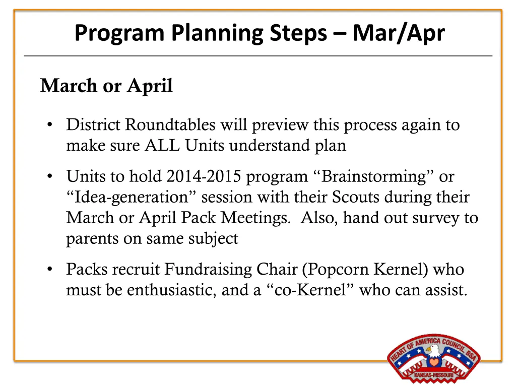 program planning steps mar apr