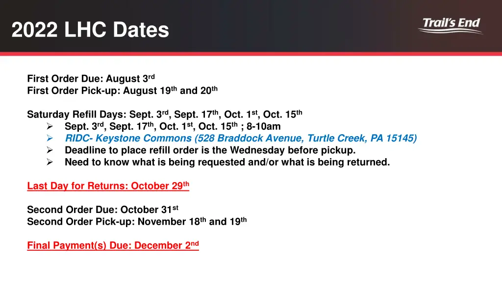 2022 lhc dates