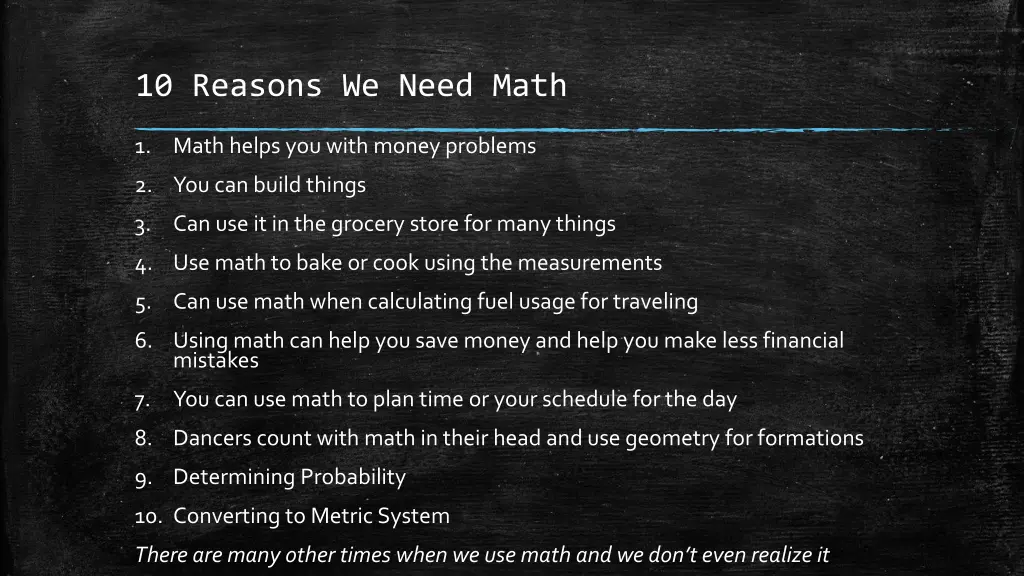 10 reasons we need math