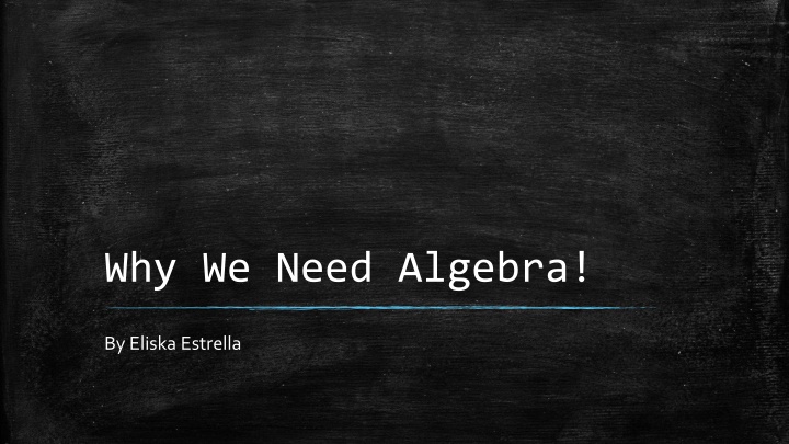 why we need algebra