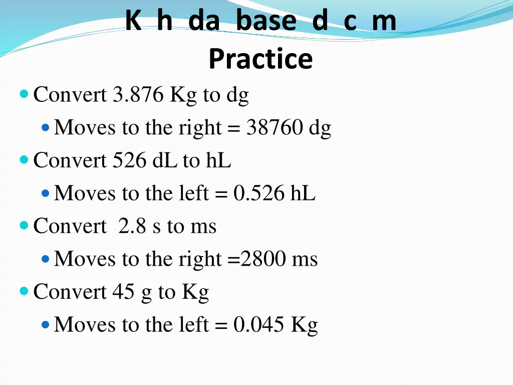 k h da base d c m practice convert