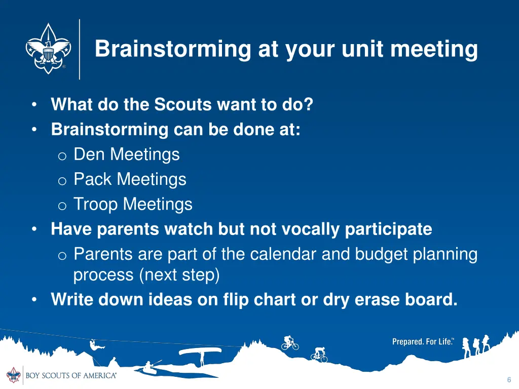 brainstorming at your unit meeting