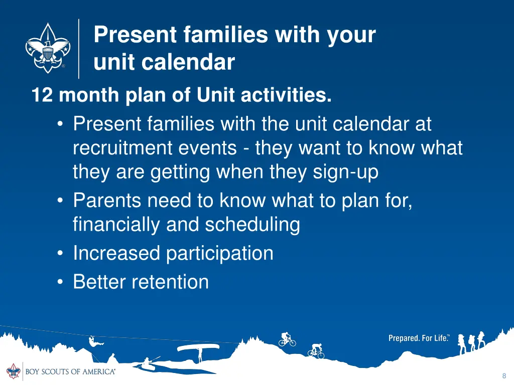 present families with your unit calendar 12 month