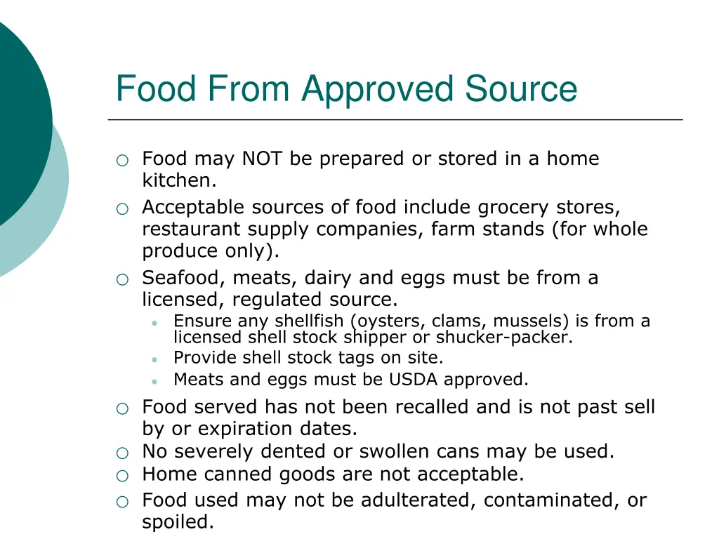 food from approved source