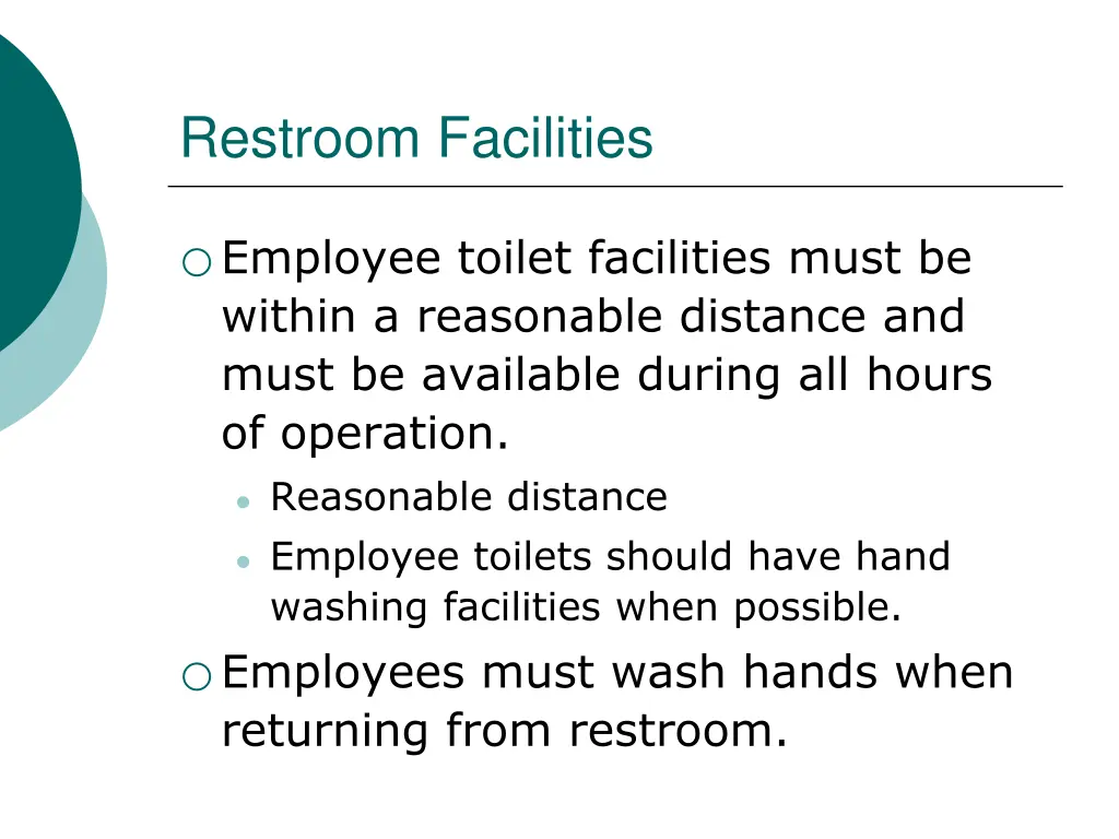 restroom facilities