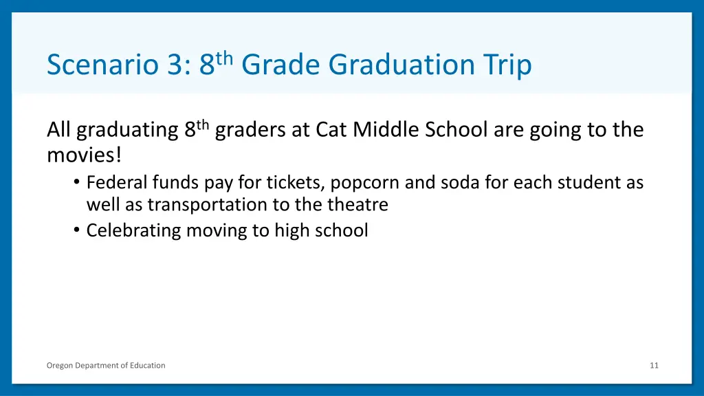 scenario 3 8 th grade graduation trip