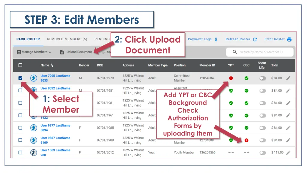 step 3 edit members