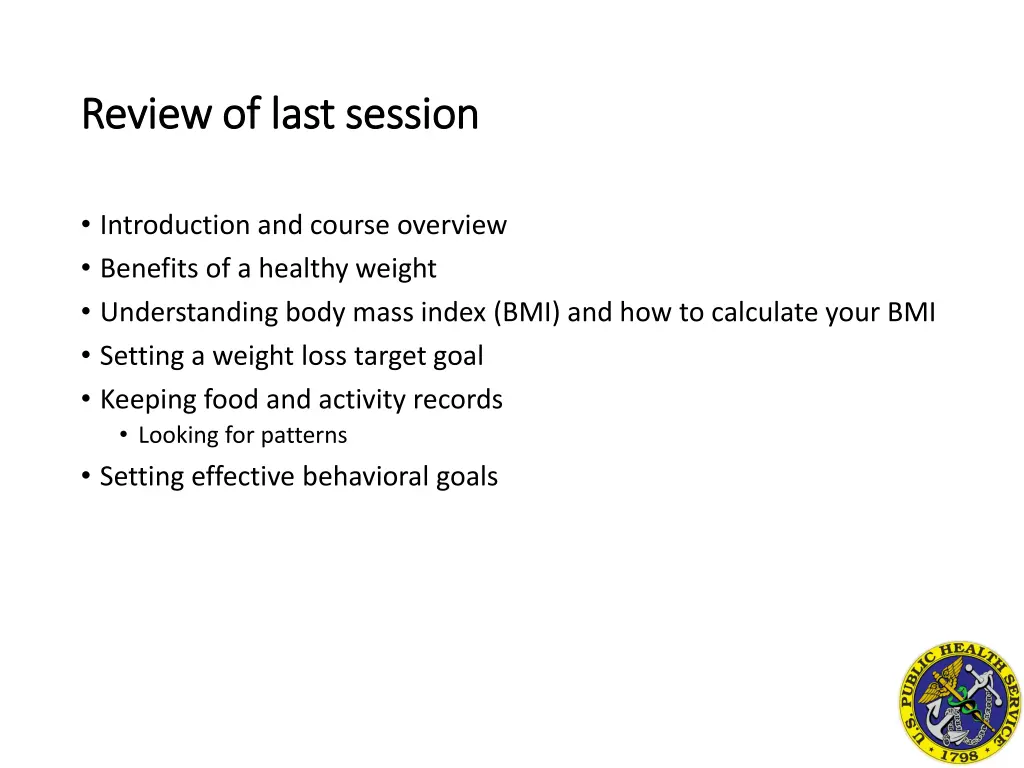 review of last session review of last session