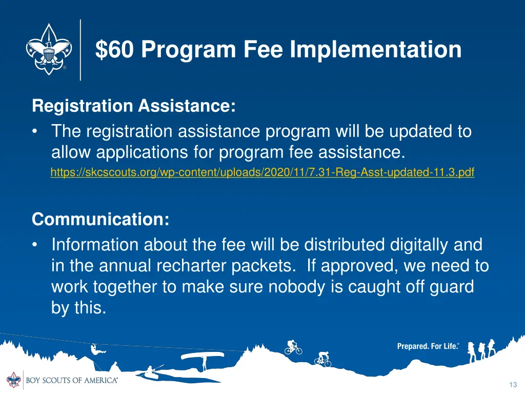 60 program fee implementation