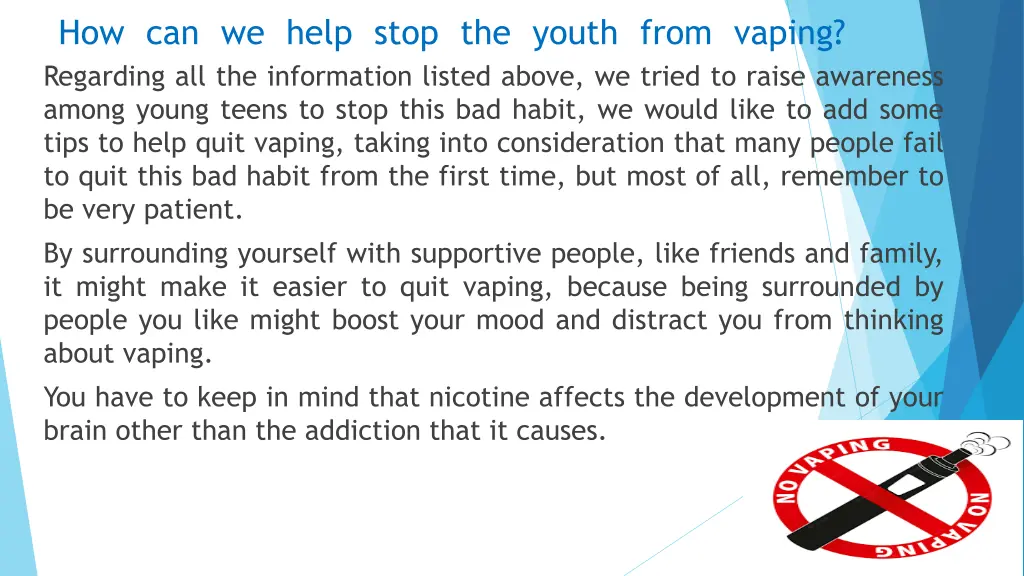 how can we help stop the youth from vaping