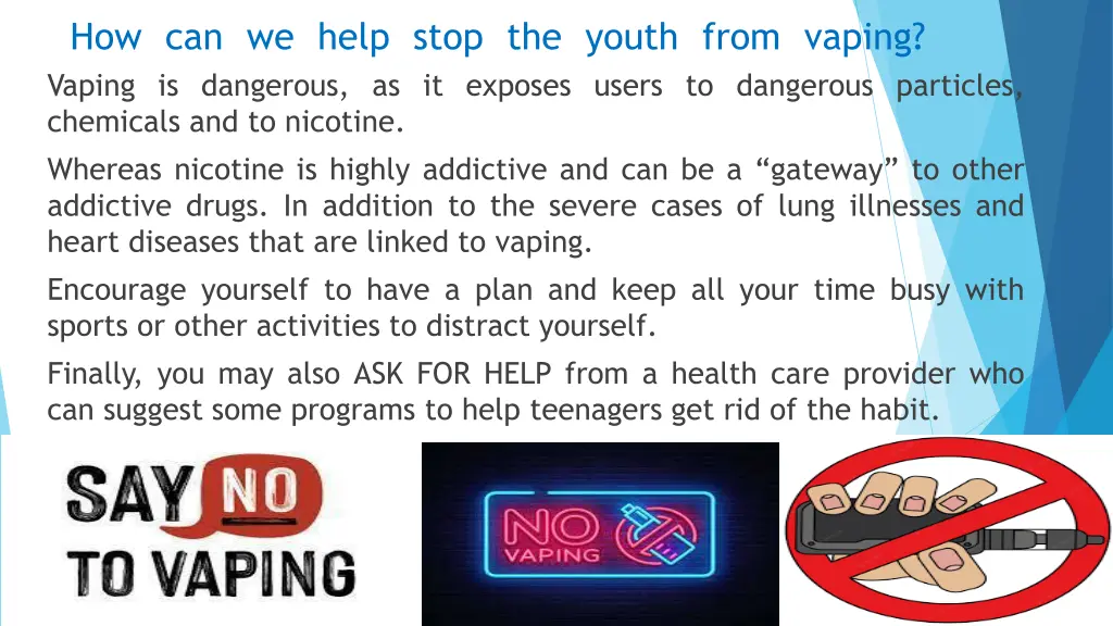 how can we help stop the youth from vaping vaping