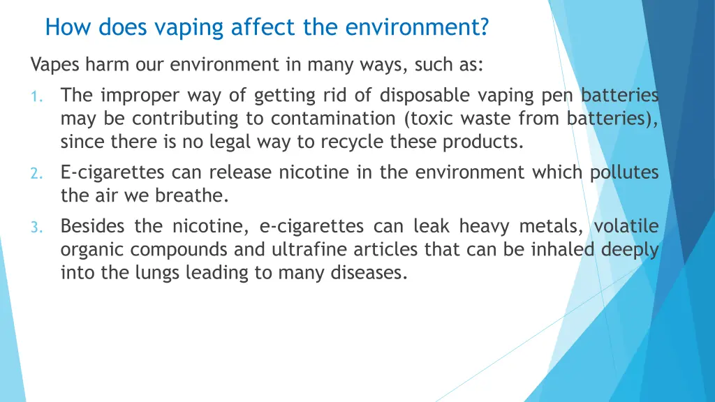 how does vaping affect the environment