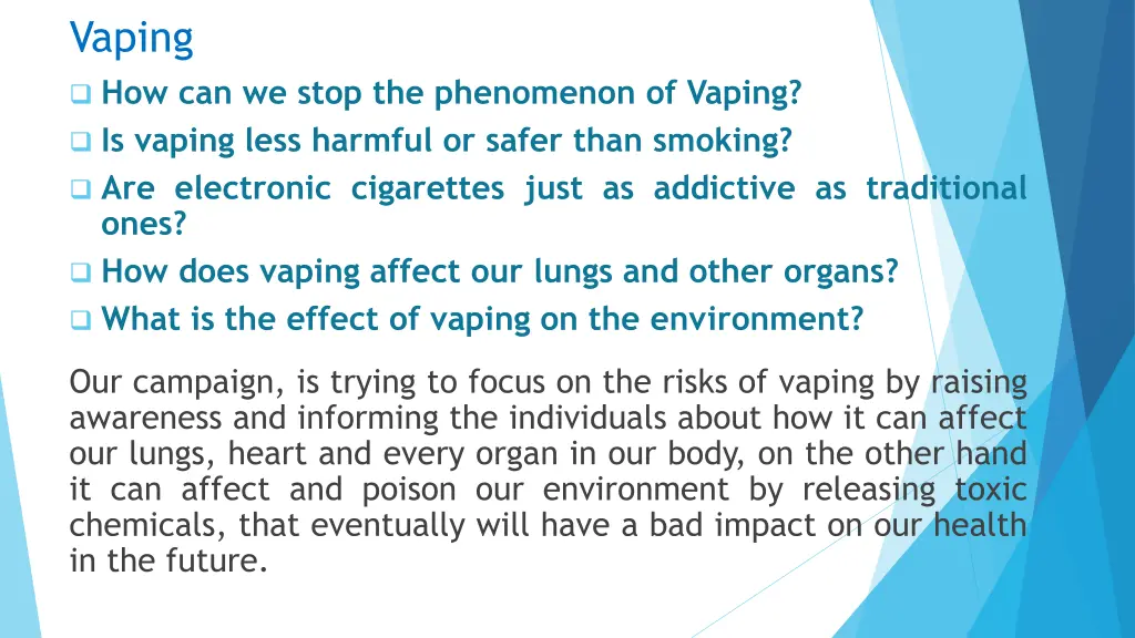 vaping how can we stop the phenomenon of vaping