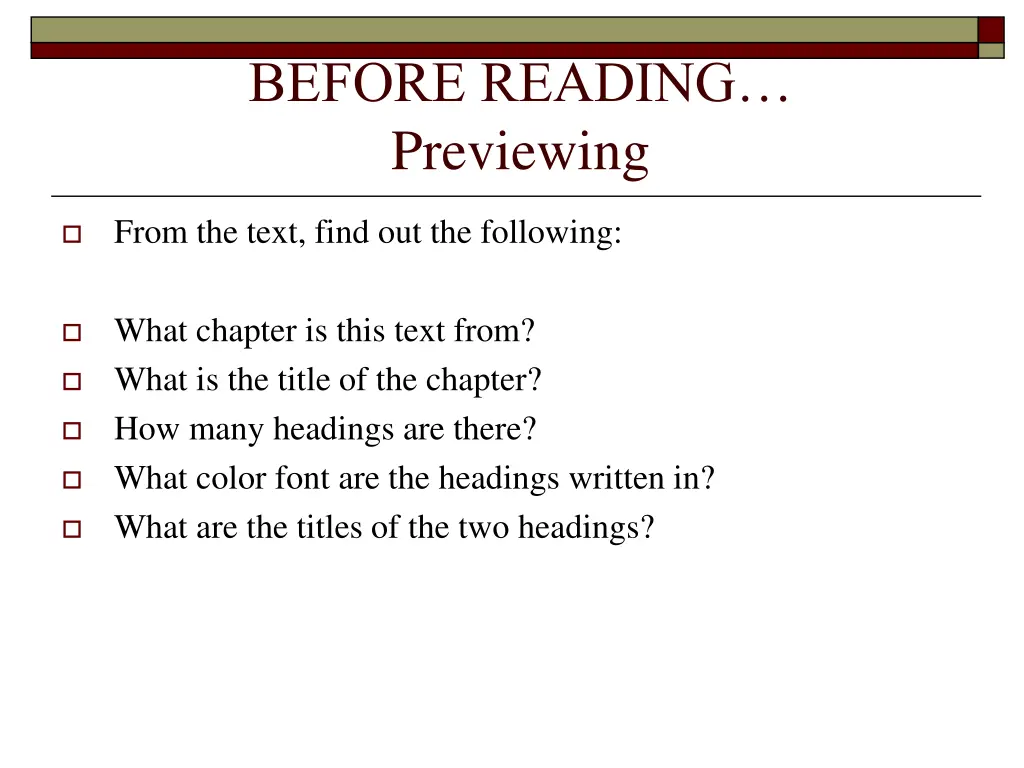 before reading previewing