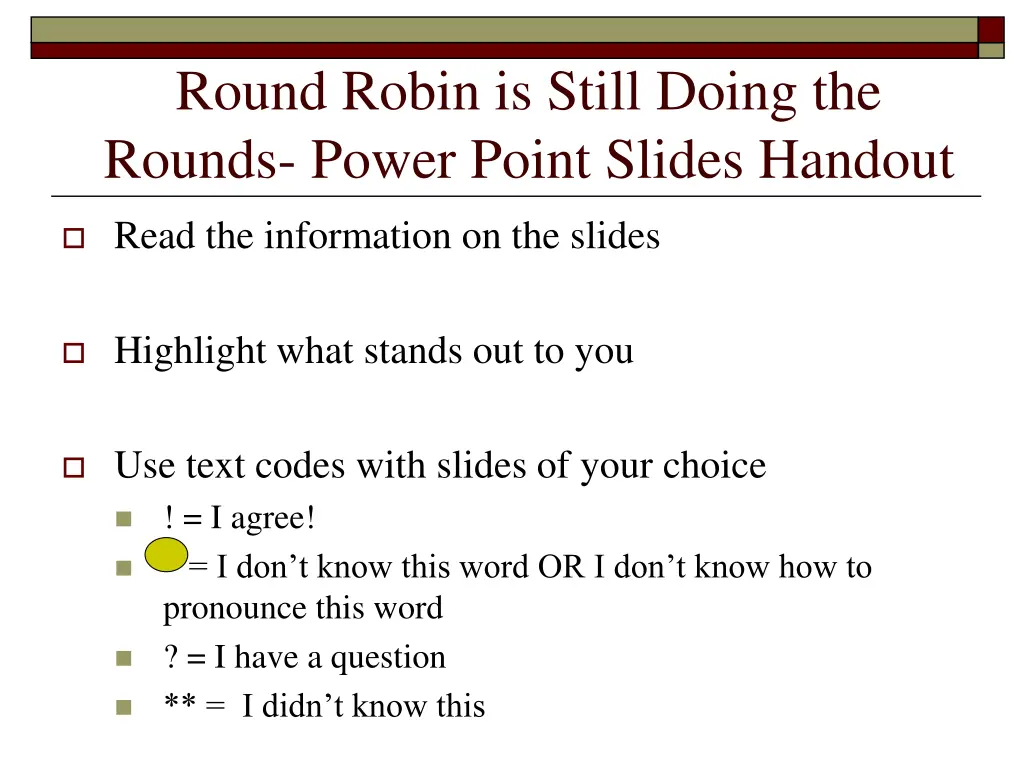 round robin is still doing the rounds power point