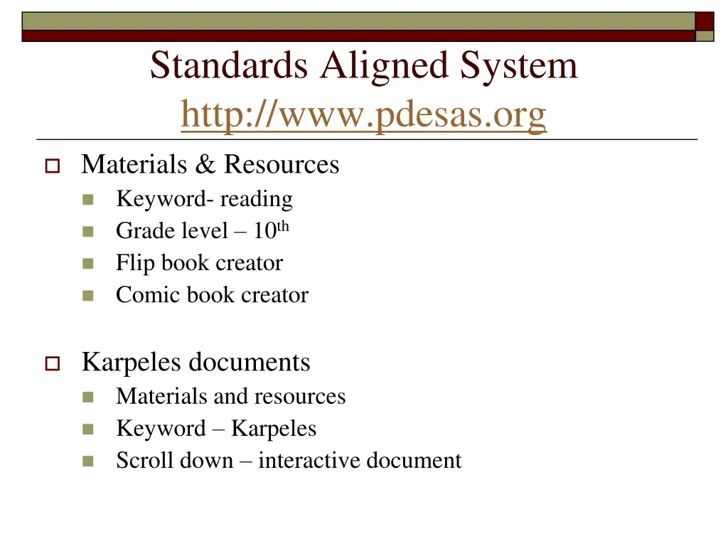 standards aligned system http www pdesas org