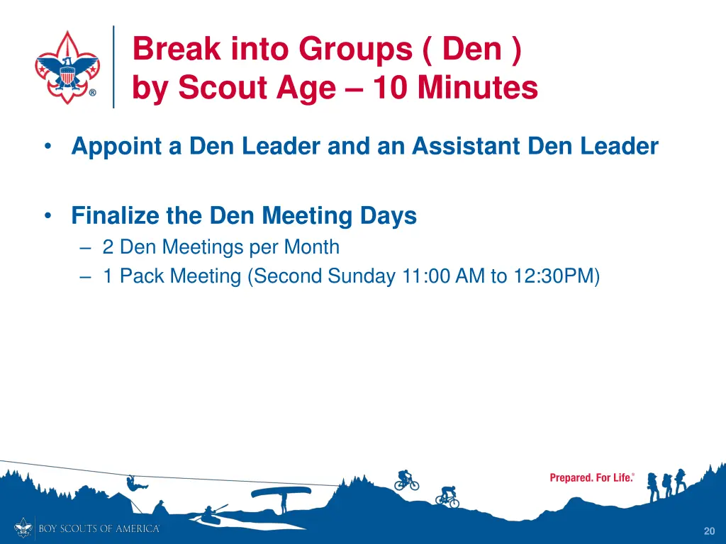 break into groups den by scout age 10 minutes