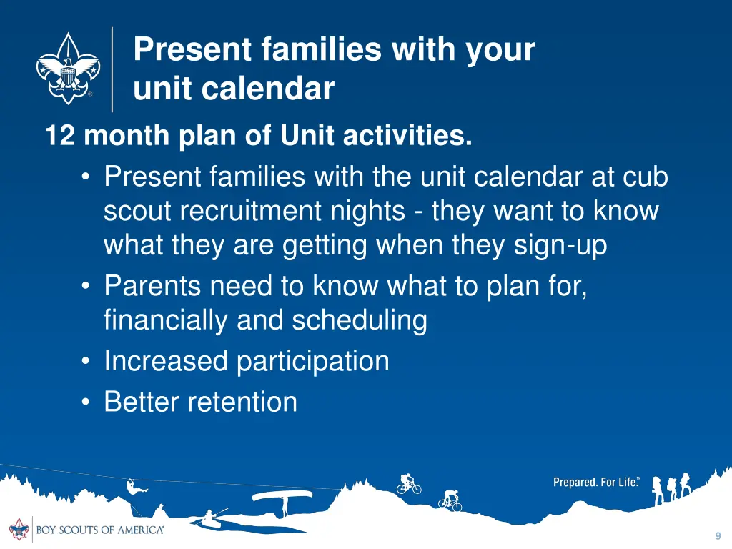 present families with your unit calendar 12 month