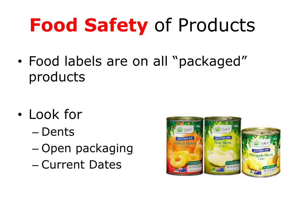 food safety of products