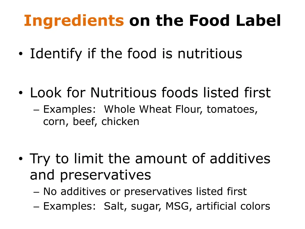 ingredients on the food label