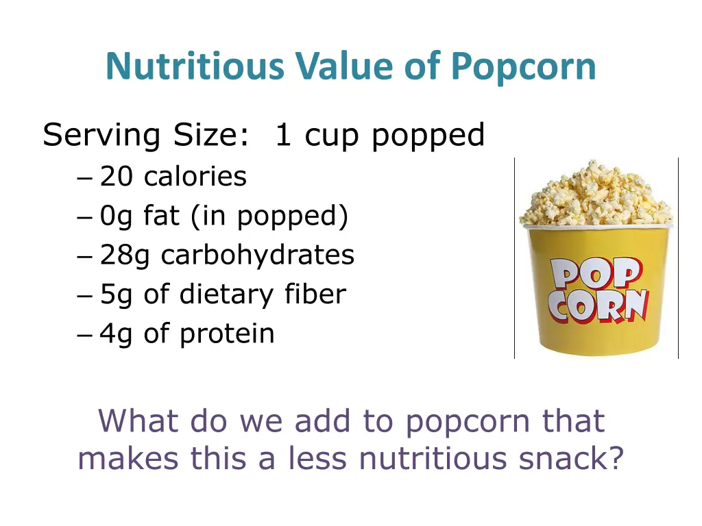 nutritious value of popcorn