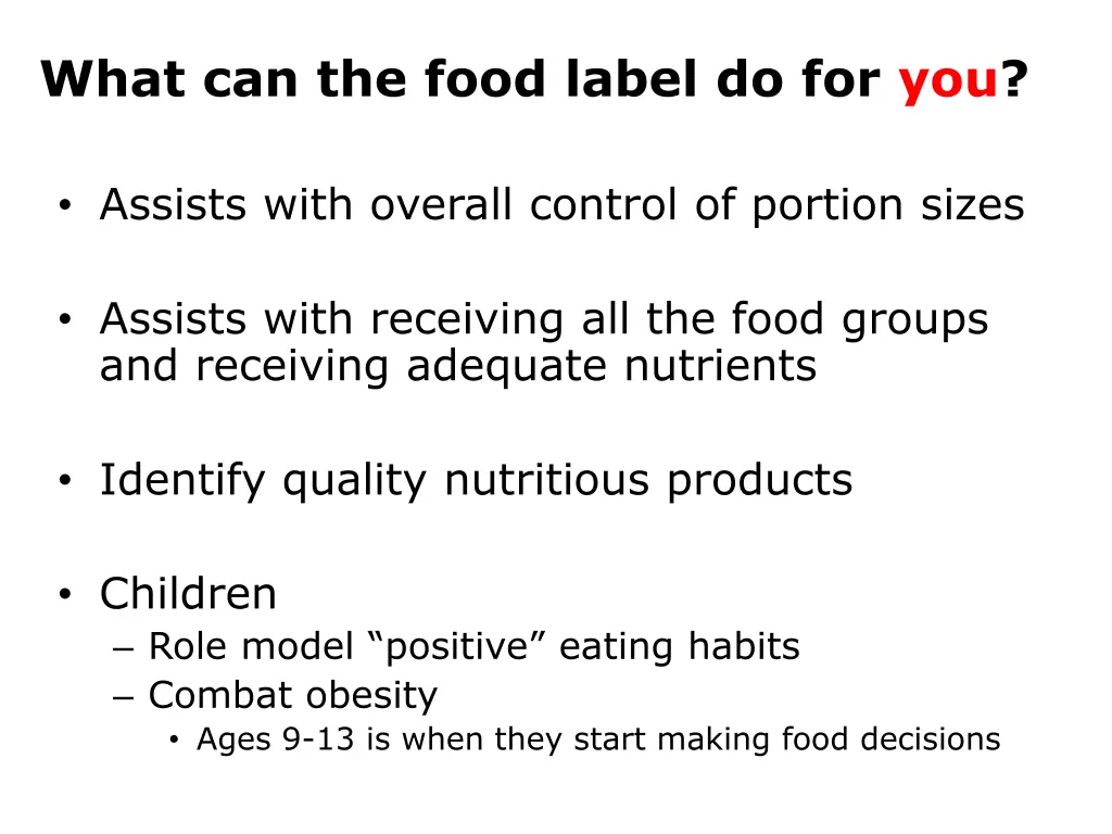 what can the food label do for you