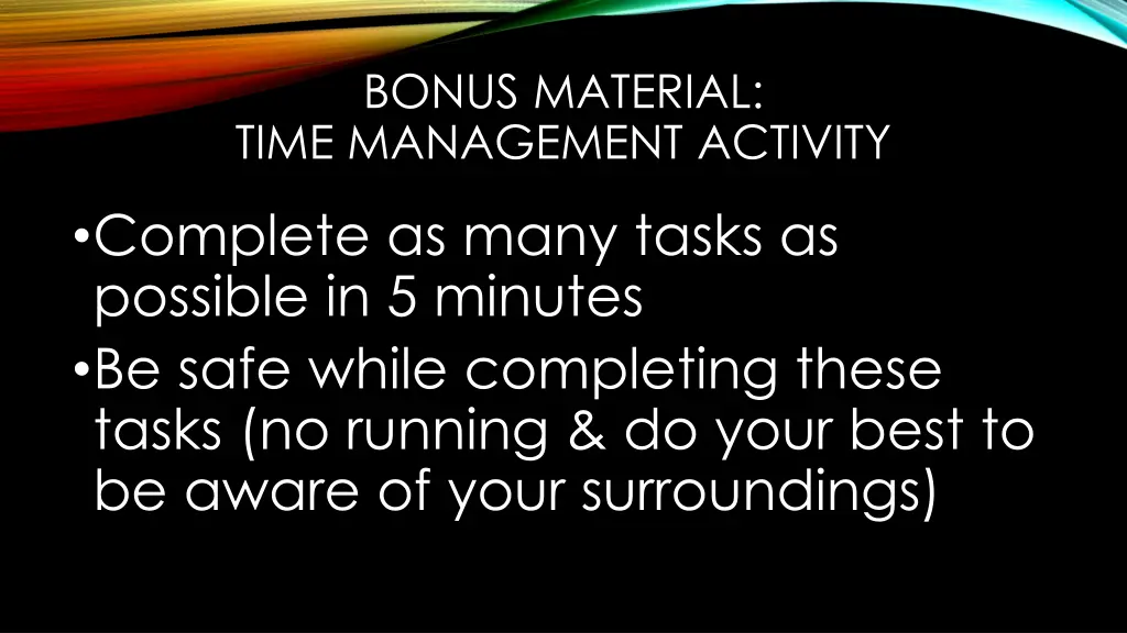 bonus material time management activity