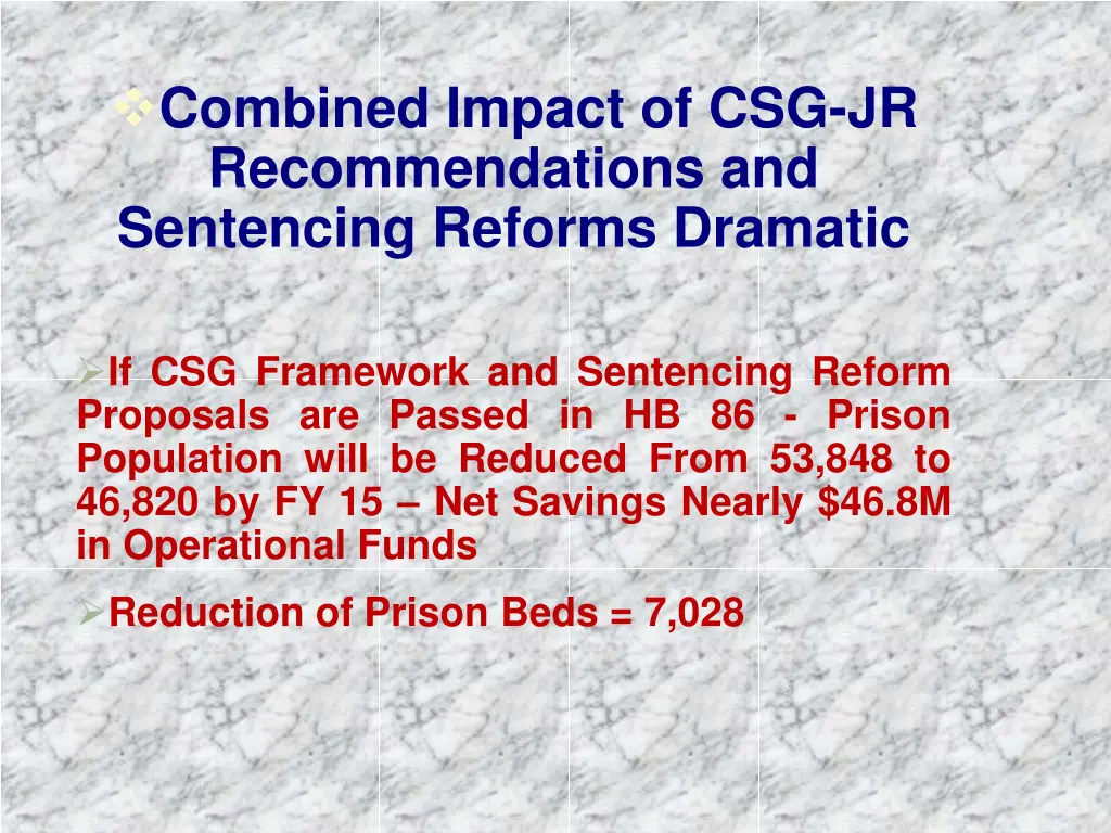 combined impact of csg jr recommendations