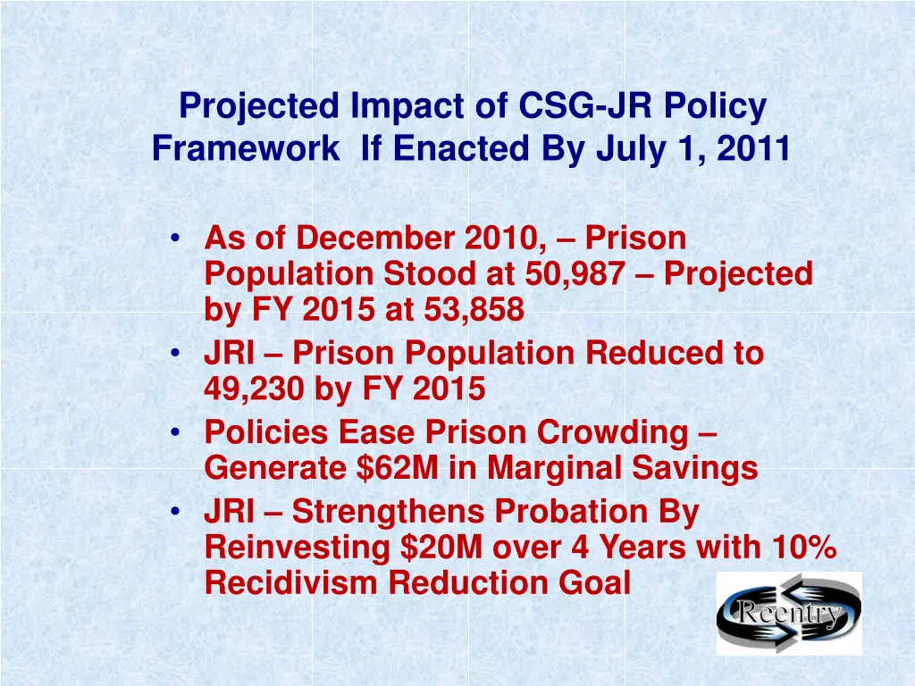 projected impact of csg jr policy framework