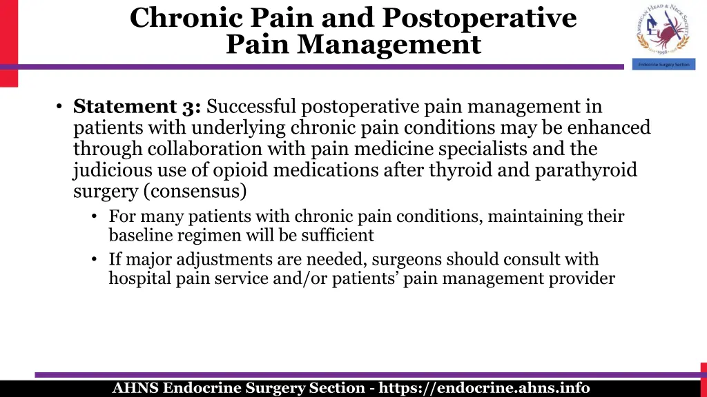 chronic pain and postoperative pain management