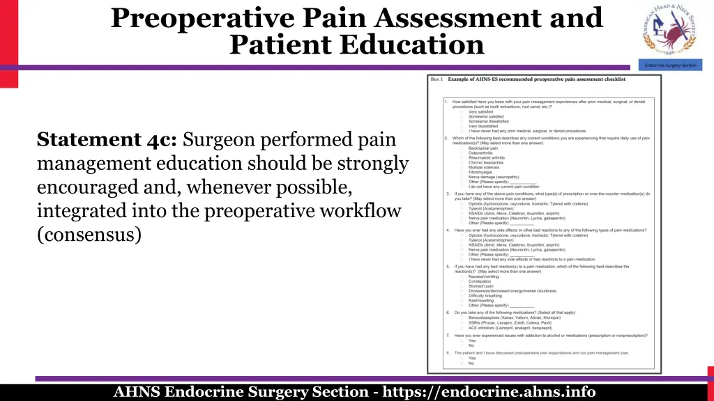 preoperative pain assessment and patient education 1