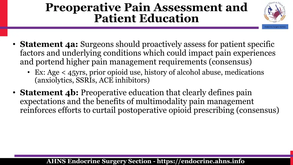 preoperative pain assessment and patient education