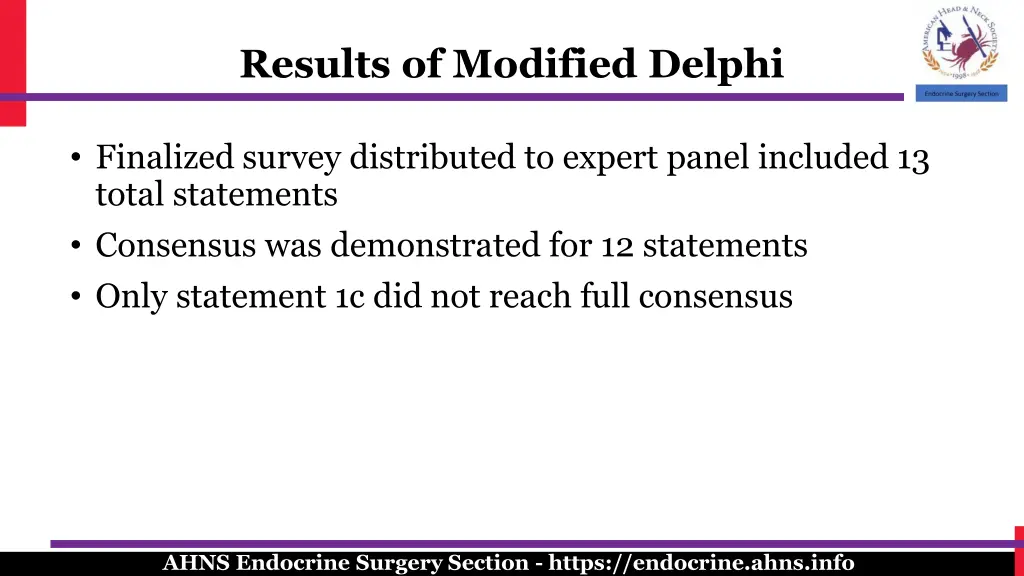 results of modified delphi