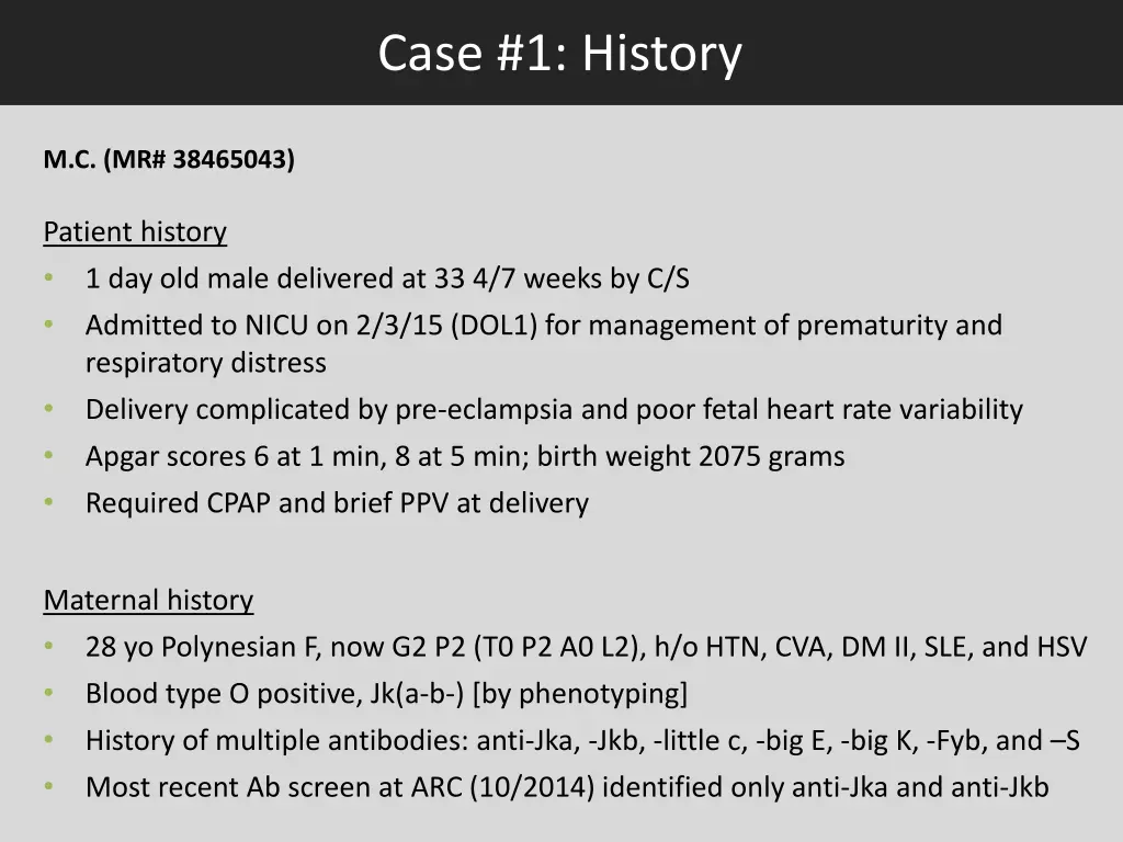 case 1 history