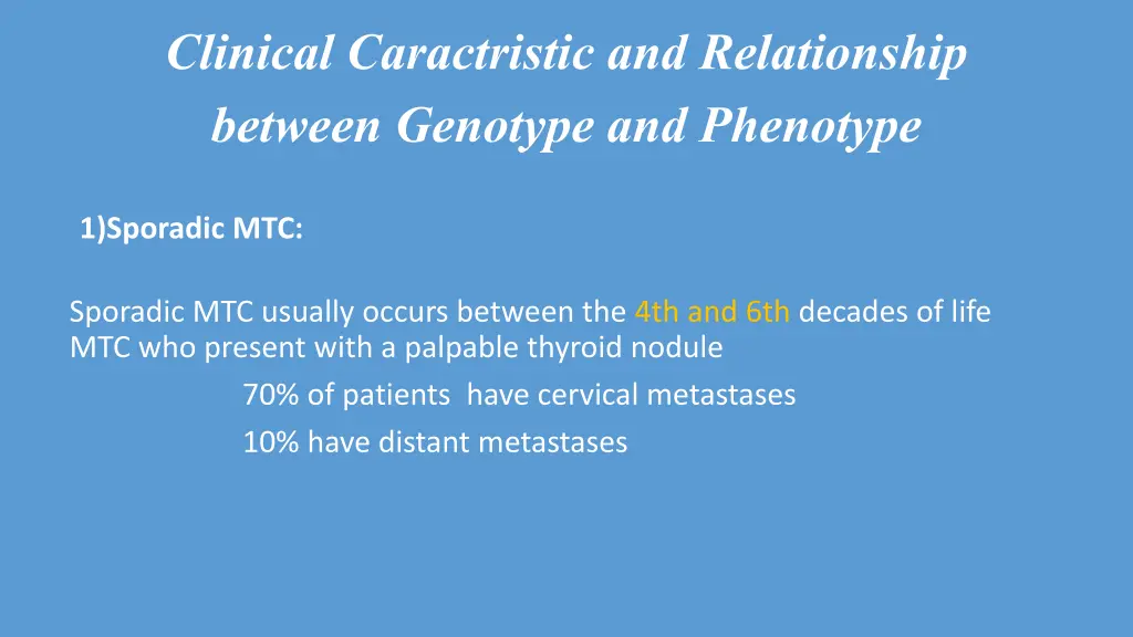 clinical caractristic and relationship between