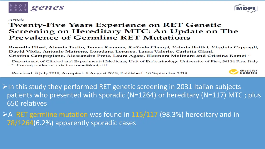 in this study they performed ret genetic