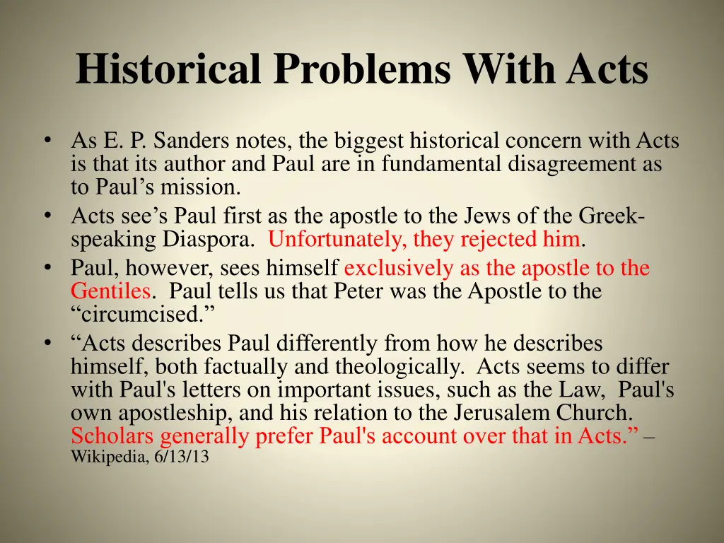 historical problems with acts