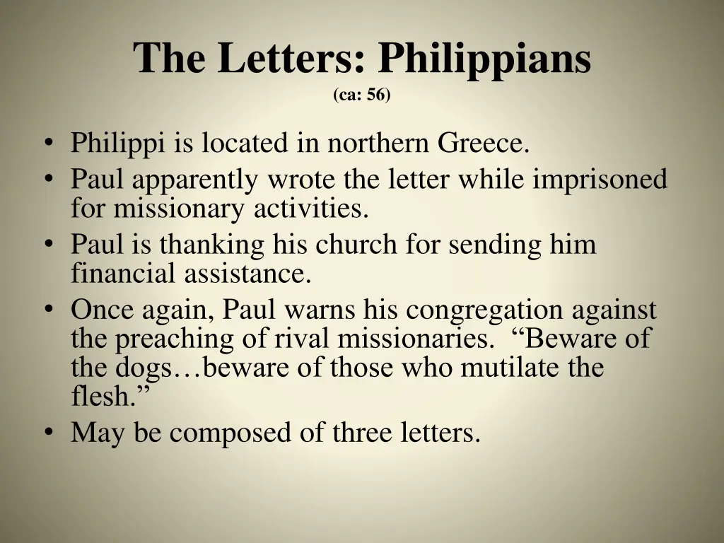 the letters philippians ca 56